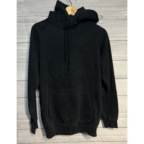 Gymshark Pullover Hoodie Mens Size S BLACK  Long Sleeve EMBOSSED LOGO - Picture 1 of 14